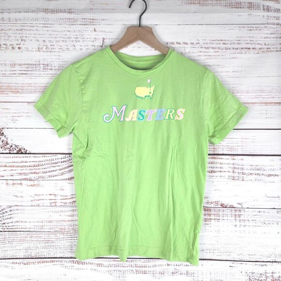 Masters Golf T Shirt Kids Size Large Green Logo Short Sleeve - Picture 1 of 8